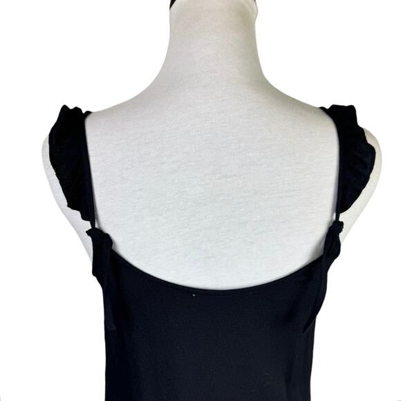 Just Female Life Top Black Ruffle Strappy Girly Flirty Lightweight Tank Top - Picture 6 of 12